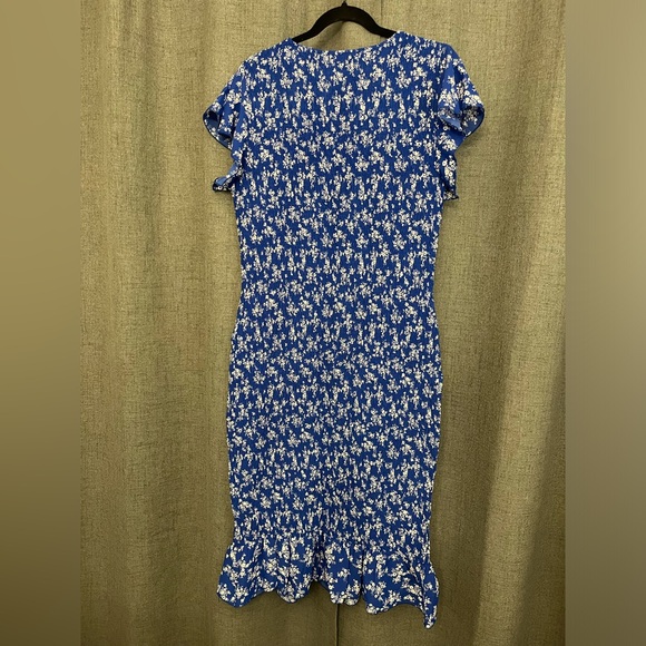 BLUE FLORAL MIDI BODYCON DRESS XXL - Picture 10 of 10